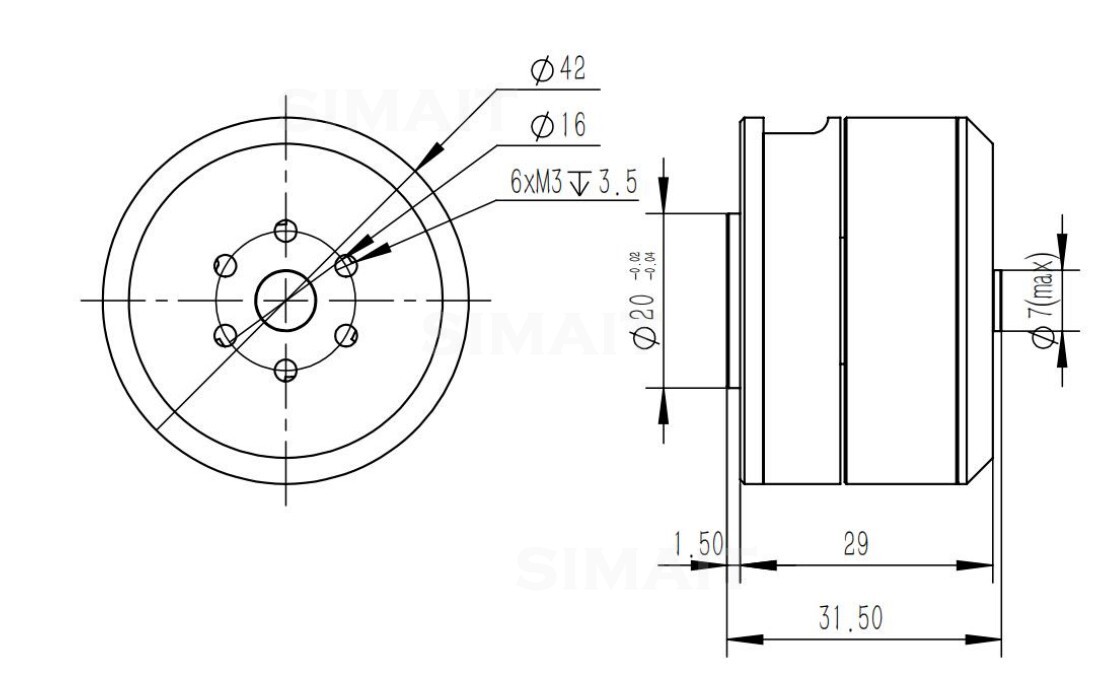 Direct Drive Servo Motor Robotics - FOR DAMIAO DM-H3510 BLDC ハブモーター 24V